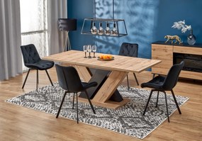 Set masa extensibila Brandon L160-200 cm + 4 scaune K519 velvet negru