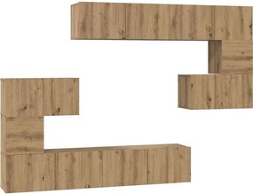 vidaXL Set comodă TV Pe perete 8 pcs Stejar Artizanal Lemn compozit