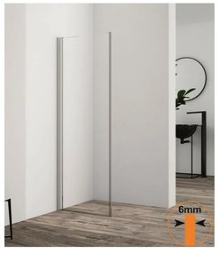 Paravan de dus mobil tip Walk-In Inter Ceramic crom lucios 60x200 cm sticla transparenta