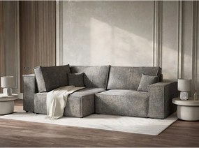 Colțar gri extensibil/cu spațiu de depozitare cu tapițerie din chenille (cu colț pe partea stângă/în formă de ”L”) Tonga – Maison de Rêve