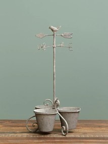 Set 3 ghivece shabby chic rotunde din metal, "Weathercock"