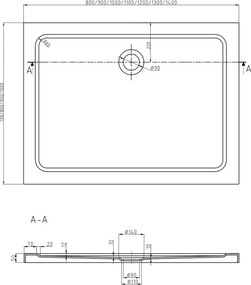 Mexen Flat recea dreptunghiulară slim 90 x 70 cm, albă, sifon cromat - 40107090
