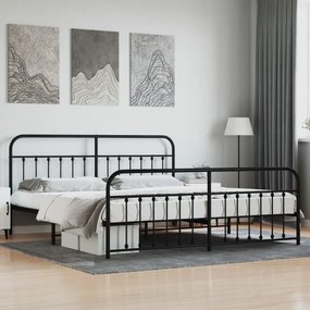 352602 vidaXL Cadru pat metalic cu tăblii de cap/picioare, negru, 193x203 cm
