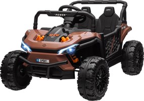 AIYAPLAY Mașină electrică pentru copii UTV buggy electric pentru copii cu telecomandă 2.4Ghz 2 motoare 103L x 69l x 59H cm maro | Aosom Romania