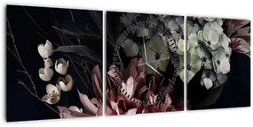 Tablou cu buchet (cu ceas) (90x30 cm)