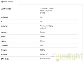BEC GU10 LED 8W 4000K negru 17325
