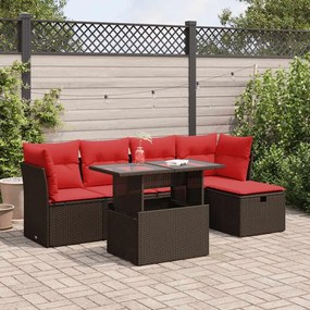 vidaXL Set canapele de grădină cu perne, 6 piese, maro, poliratan