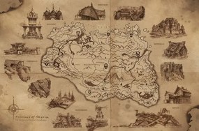 Poster The Elder Scrolls V: Skyrim - Illustrated Map, (91.5 x 61 cm)