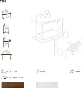 Masa machiaj design LUX White-Walnut