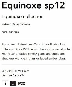 Lustra cu 12 surse de lumina EQUINOXE SP12 antique brass/ faded amber