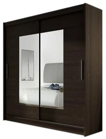 Expedo Dulap dormitor cu uşi glisante CARLA VII cu oglindă, 180x215x57, ciocolată