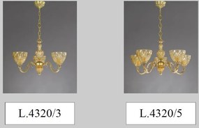 Candelabru 5 brate design italian din alama si sticla chihlimbar 4320