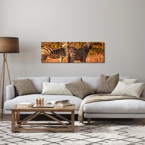 Tablou cu zebre (cu ceas) (90x30 cm)