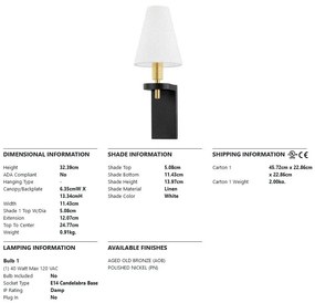 Aplica de perete design clasic DOOLEY bronz antichizat si negru