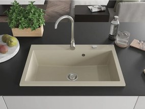 Mexen Elix chiuvetă de bucătărie din granit cu 1 compartiment 800 x 500 mm, bej, sifon cromat - 6527801005-69