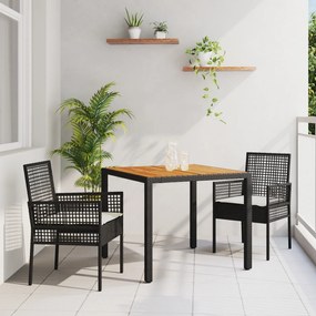 Set Mobilier Dining vidaXL Set 3 piese Negru Lemn Durabil