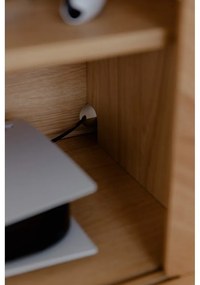 Vitrină în culoare naturală din lemn de stejar cu ușă glisantă 135x73,5x48 cm Italic – UMAGE