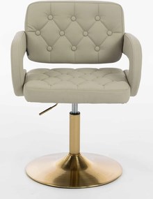 HR8403N Scaun Ecru Piele Ecologica Premium Soft cu Bază Aurie