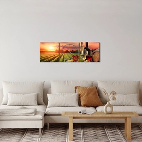 Tablou cu vie și vin (cu ceas) (90x30 cm)