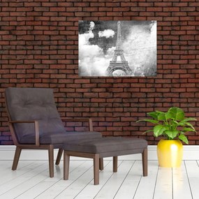 Tablou pe sticlă - Carte poștală de epocă a orașului N⁰3 (70x50 cm)