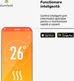 Blumfeldt Încălzitor cu infraroșu SwiftWave, 2000 W, până la 20 m², aplicație de control tactil, grafenă