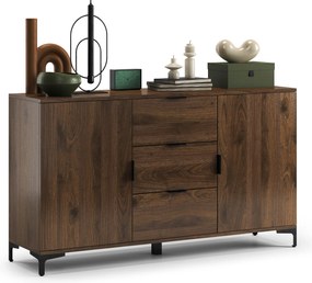 Mazzoni Comodă LANA K-150S Nuc Elegant - DULAP VERTICAL CU 2 UȘI CU SERTARE