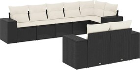 vidaXL Set mobilier de grădină cu perne, 8 piese, negru, poliratan