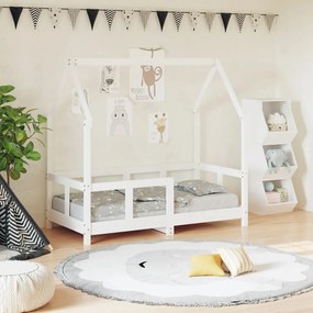 835722 vidaXL Cadru de pat pentru copii, alb, 70x140 cm, lemn masiv de pin