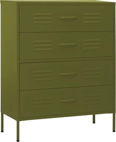 vidaXL Comodă cu sertare, verde măsliniu, 80x35x101,5 cm oțel