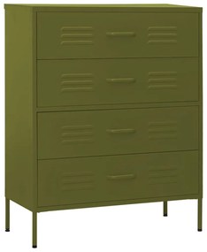 336198 vidaXL Comodă cu sertare, verde măsliniu, 80x35x101,5 cm oțel