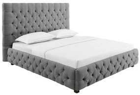 Pat elegant tapitat cu tesatura gri, PARIS CHESTERFIELD 180x200cm