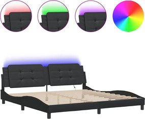 vidaXL Cadru de pat cu LED fără saltea, Zadar, negru, 200x200 cm