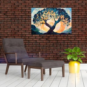 Tablou – Mozaic – soare și arbore II. (90x60 cm)