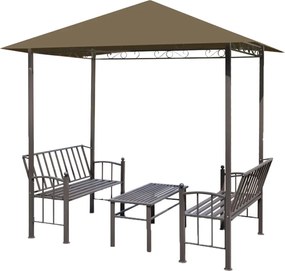 vidaXL Pavilion grădină masă/bănci, gri taupe, 2,5x1,5x2,4 m, 180 g/m²