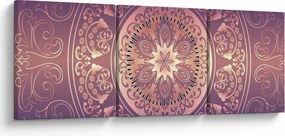 Tablou - Mandala pe gradient violet (cu ceas) (90x30 cm)