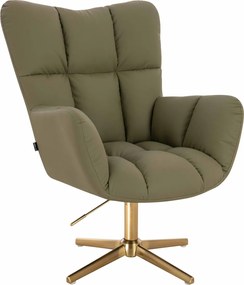 HR650CROSS Scaun Khaki Piele Ecologica Premium Soft cu Bază Aurie
