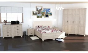 Dormitor Dynasty MDF Sonoma cu pat pentru saltea 160x200 cm
