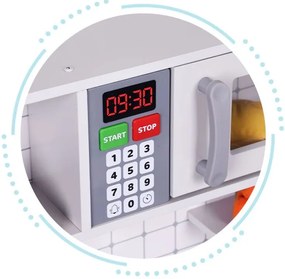 Bucătărie realistă pentru copii din lemn cu lumină LED, sunete și accesorii