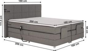 Pat electric reglabil, arcuri, gri, 160x200, MURKO NEW