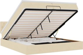 vidaXL Cadru de pat otoman cu saltea crem 200x200 cm stofa