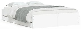 3207308 vidaXL Cadru de pat cu sertare, alb, 135x190 cm, lemn prelucrat