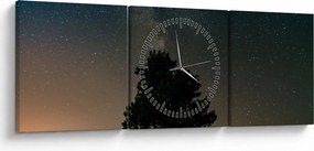 Tablou cu cerul nocturn și copaci (cu ceas) (90x30 cm)