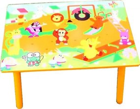 Masuta copii din MDF cu doua scaune Novokids™ My first table, dimensiuni 59X39X40, suprafata lucioasa, Portocaliu