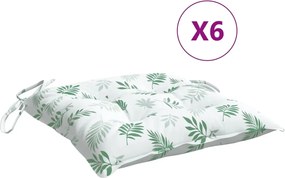 vidaXL Perne de scaun, 6 buc., 40x40x7 cm, textil, model frunze