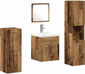 vidaXL Set de mobilier pentru baie 4 pcs Lemn Vechi Lemn compozit
