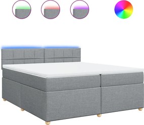 vidaXL Pat box spring cu saltea, gri deschis, 200x200 cm, textil