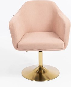 HR832N Scaun Catifea Reiată Premium culoare Roz prăfuit Litchi cu Bază Aurie