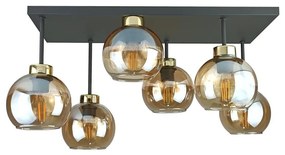 Lustră aplicată NESSA 6xE27/60W/230V negru/auriu/bej fumuriu