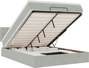 vidaXL Cadru de pat otoman cu saltea Gri deschis 140x200cm catifea