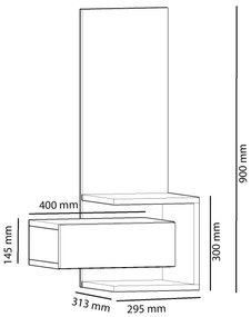 Oglindă de perete cu raft STELLA 90x49 cm maro/antracit
